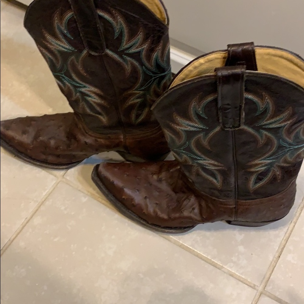 Women’s brown ostrich cowboy boots